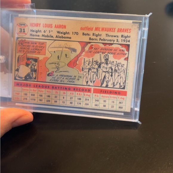 Authentic!! Hank Aaron 1956 Topps White Back Card #31 - Picture 5 of 8